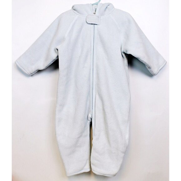 Hanna Andersson Unisex Baby Sz 80 US 2 Blue Fleece Hooded Bunting Jumpsuit - Picture 1 of 6